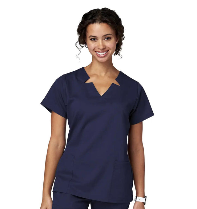 Meta Scrubs 15201 Ladies Notch Top Navy-front