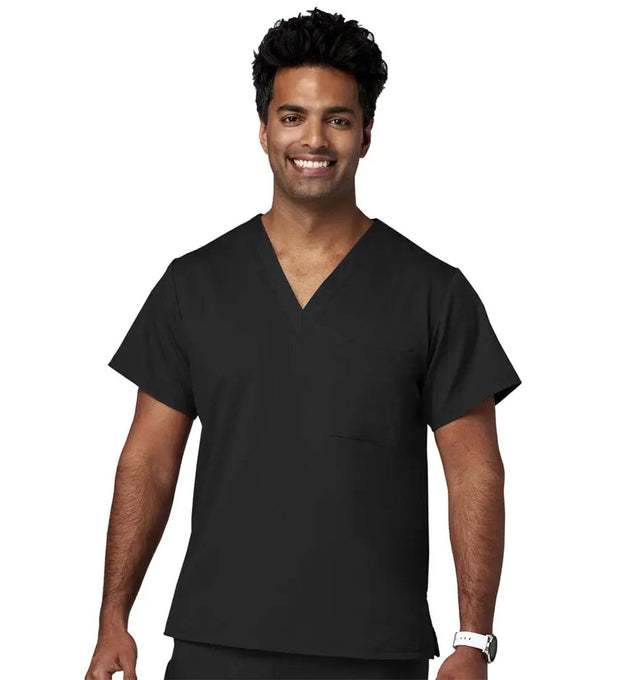 Meta Scrubs 15202 Men's V-Neck Top Black -front