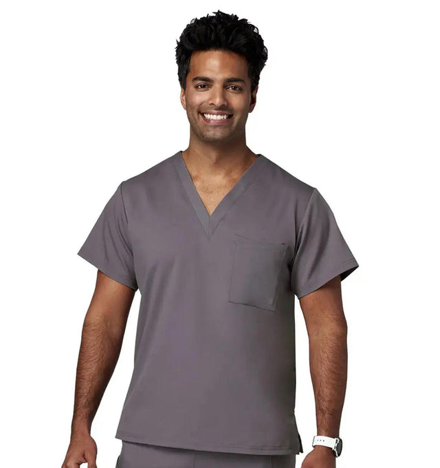 Meta Scrubs 15202 Men's V-Neck Top Pewter-front