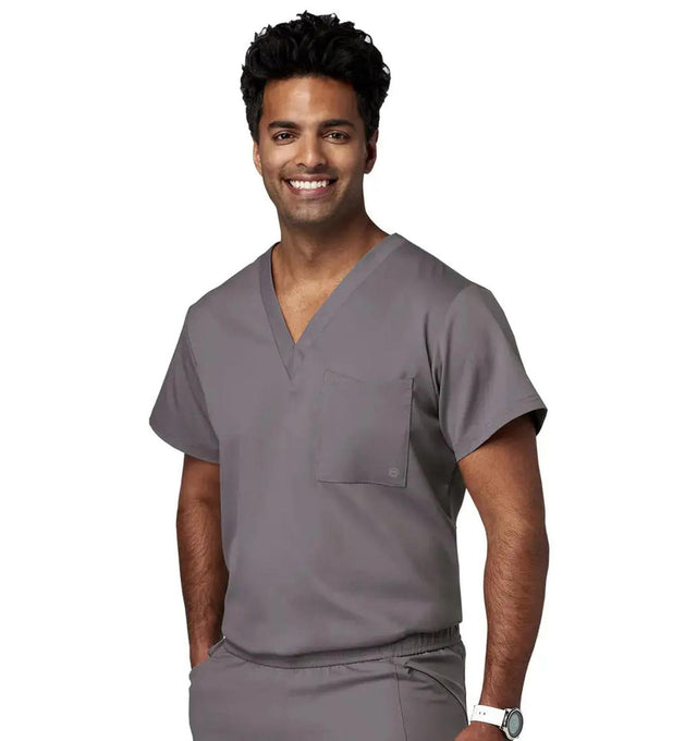 Meta Scrubs 15202 Men's V-Neck Top Pewter-front