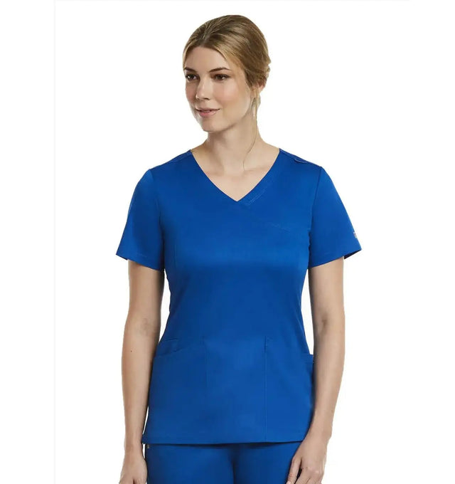 Maevn 3701 Curved Mock Wrap Scrub Top - Front