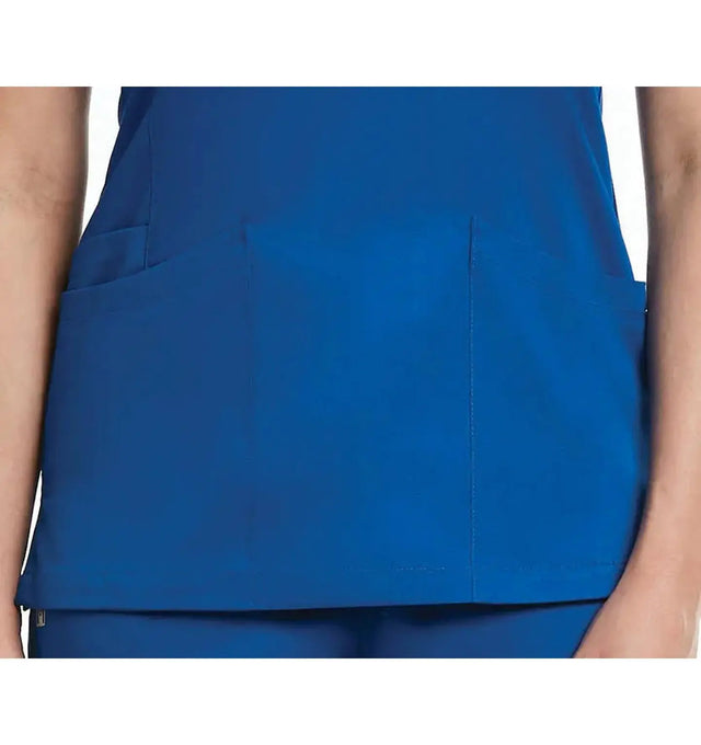 Curved Mock Wrap Top Royal Blue