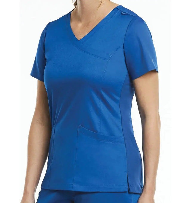 Curved Mock Wrap Top Royal Blue -sideview2