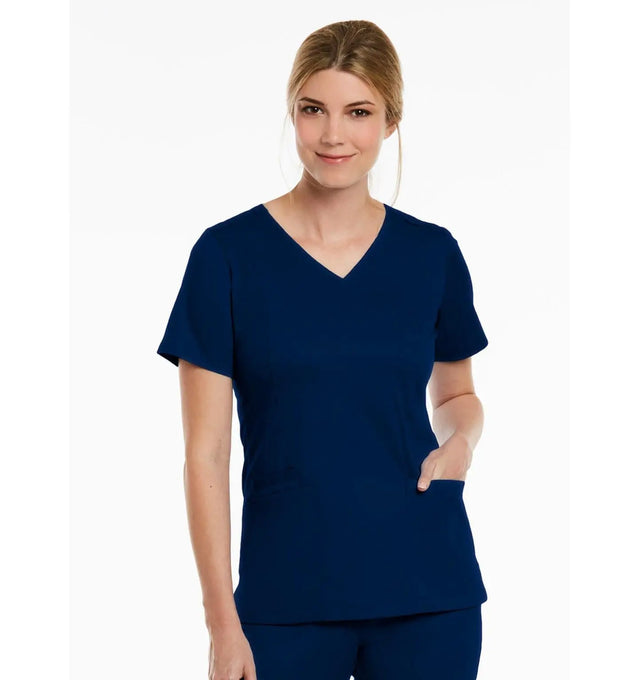 Double V-Neck Top Navy