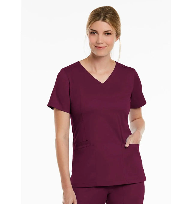 Double V-Neck Top Wine