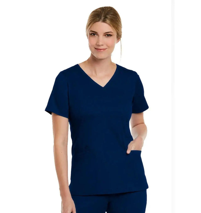 Double V-Neck Top Navy