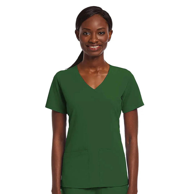 Kinitted Panel Mock Wrap Top Caribbean Hunter Front