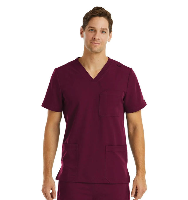 Men 3 Pocket V-neck Top Wine Front
