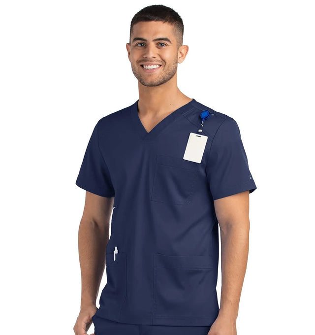 Men 3 Pocket V-neck Top Navy - Front