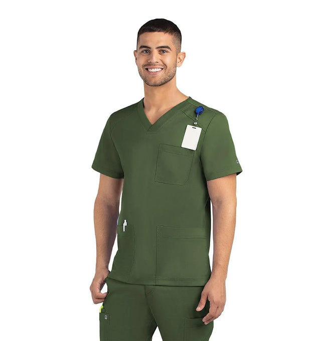 Men 3 Pocket V-neck Top Olive