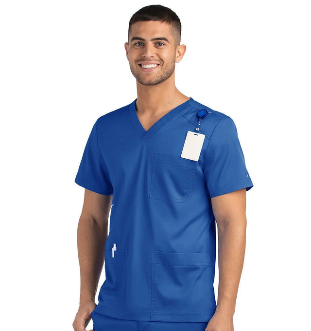 Men 3 Pocket V-neck Top Royal Blue - Front