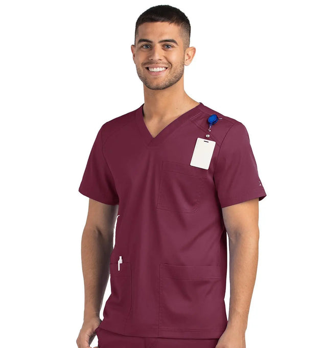 Men 3 Pocket V-neck Top Wine - front