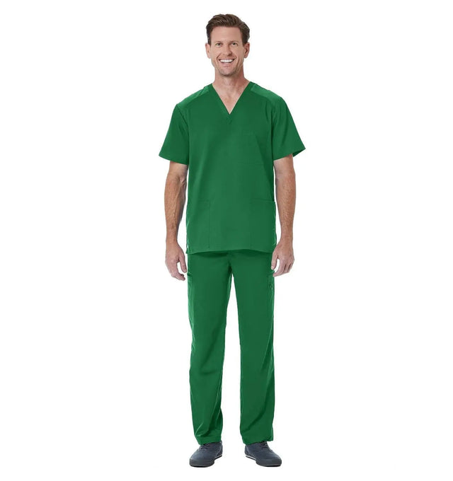 Men back Mesh Panel 3-Pocket V-Neck Top Hunter Full