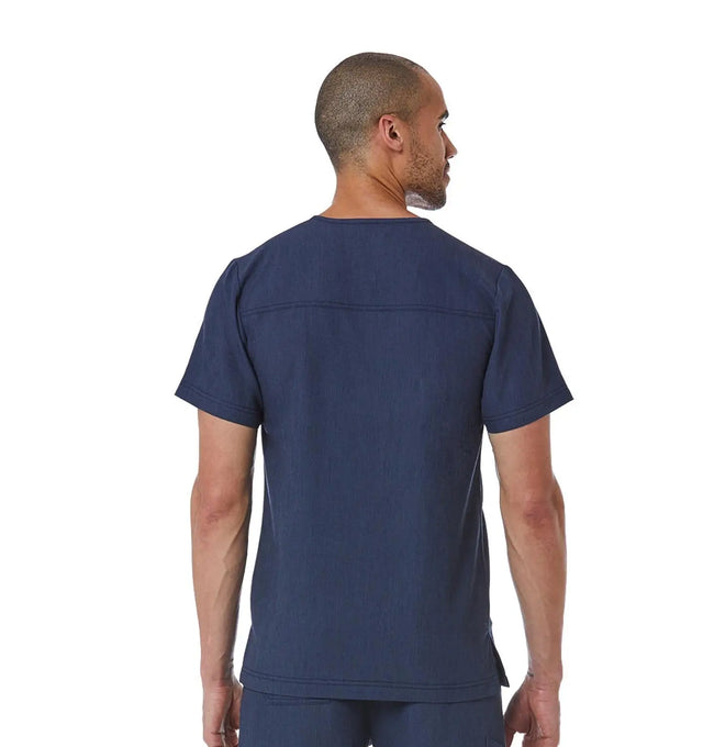 Men's Contrast Piping V-Neck Top Heather Navy Back