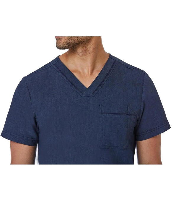 Men's Contrast Piping V-Neck Top Heather Navy