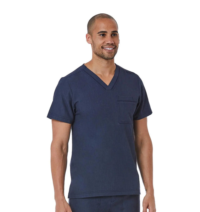 Men's Contrast Piping V-Neck Top Heather Navy Right