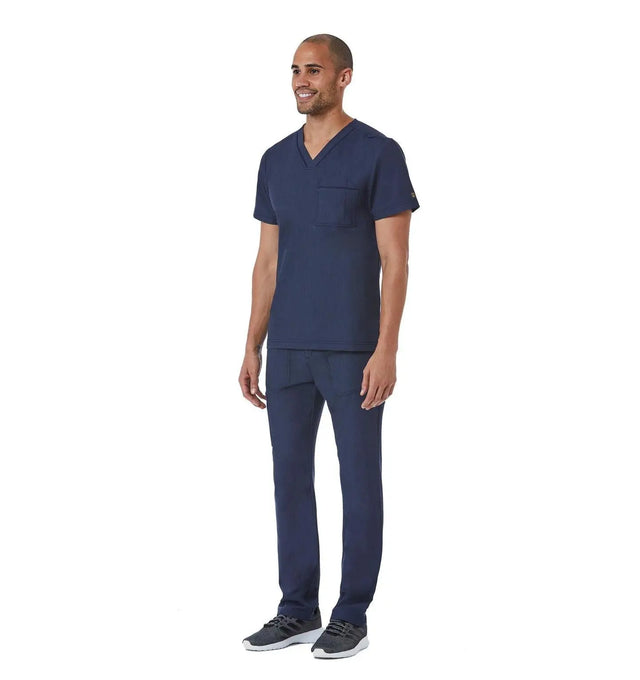 Men's Contrast Piping V-Neck Top Heather Navy Sideview