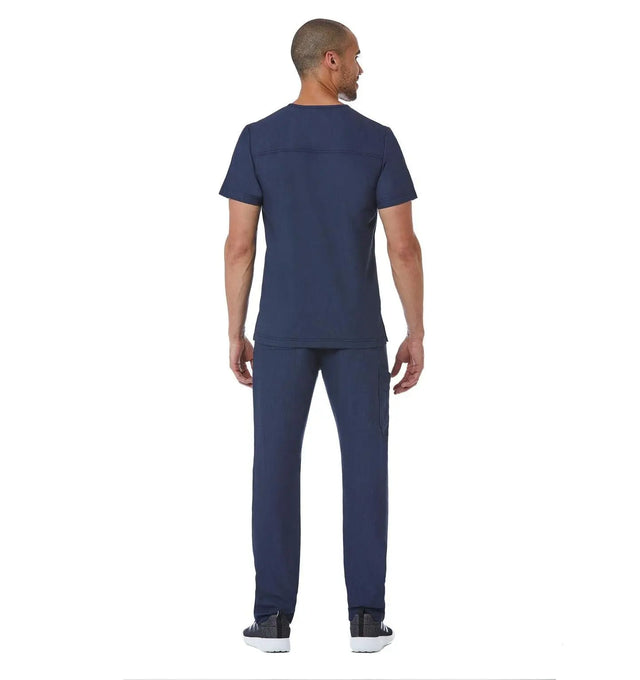 Men's Contrast Piping V-Neck Top Heather Navy Back