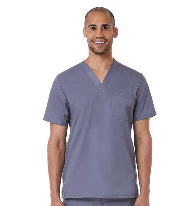 Mens Mesh panel V-Neck Top Pewter Full