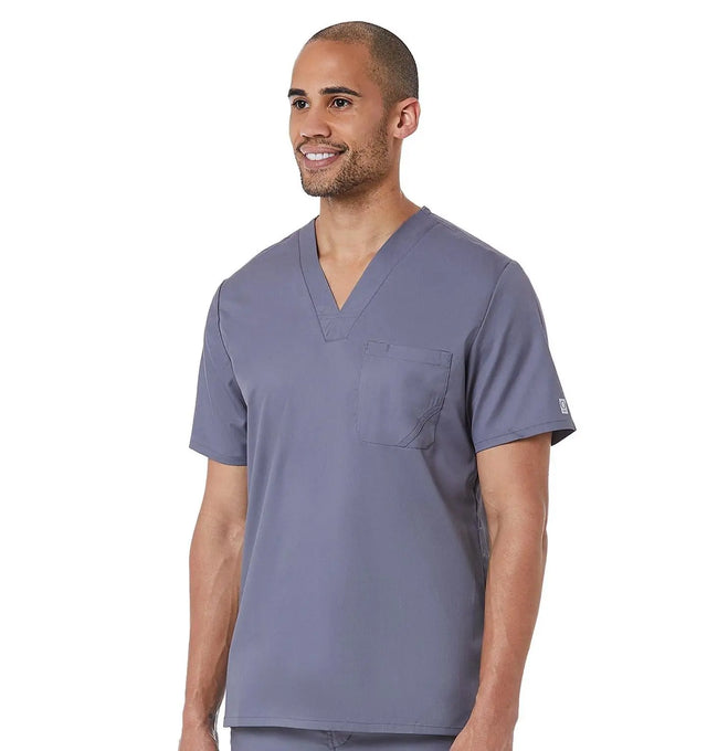 Mens Mesh panel V-Neck Top Pewter02