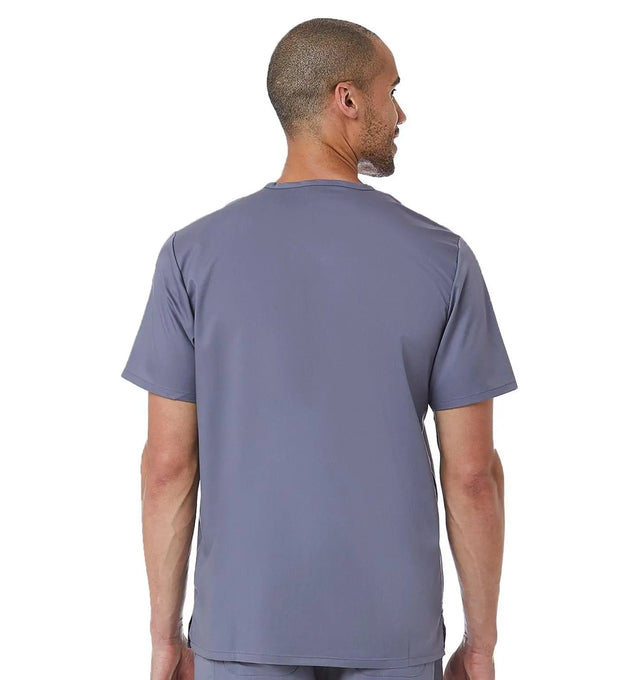 Mens Mesh panel V-Neck Top Pewter back