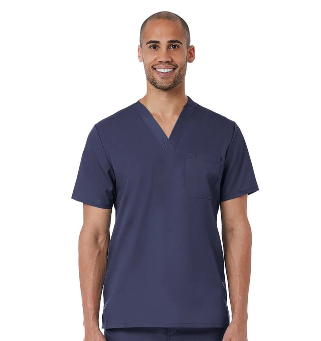 Mens Mesh panel V-Neck Top True Navy front