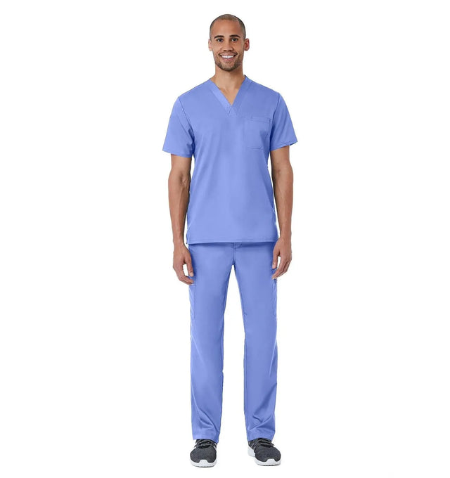 Mens Mesh panel V-Neck Top Ceil blue Full