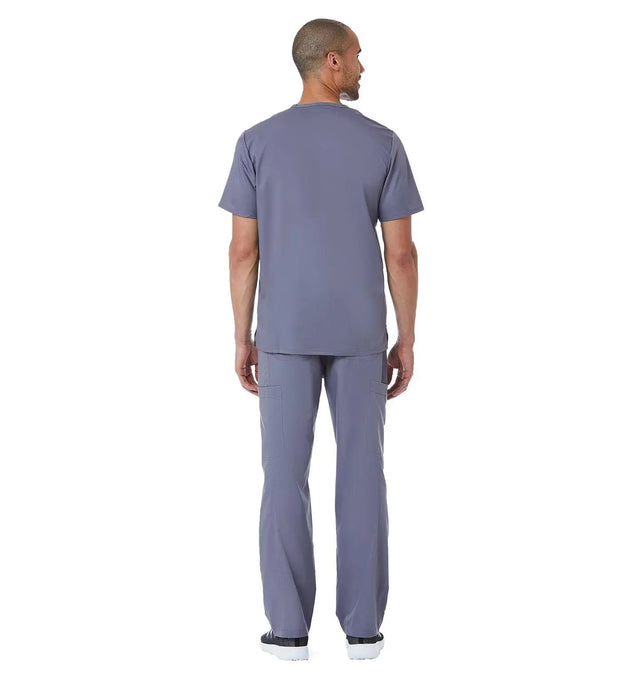 Mens Mesh panel V-Neck Top Pewter full back