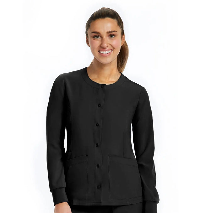 Round Neck Snap Jacket Black