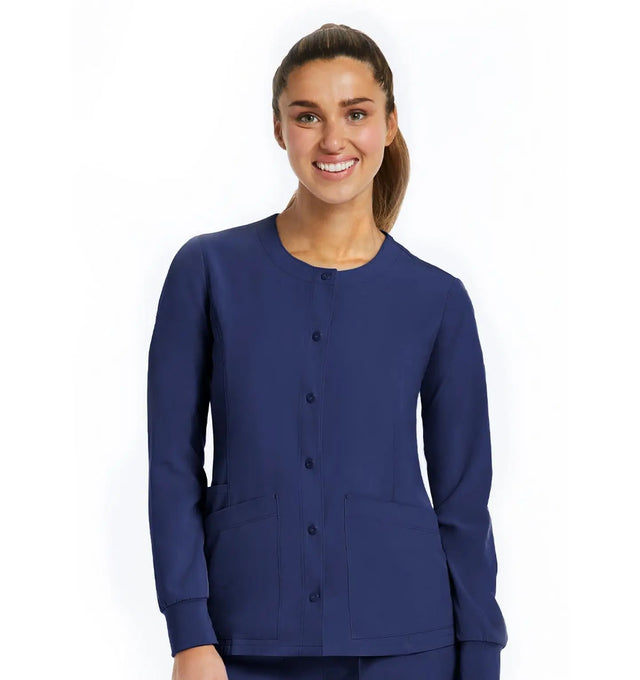 Round Neck Snap Jacket Navy