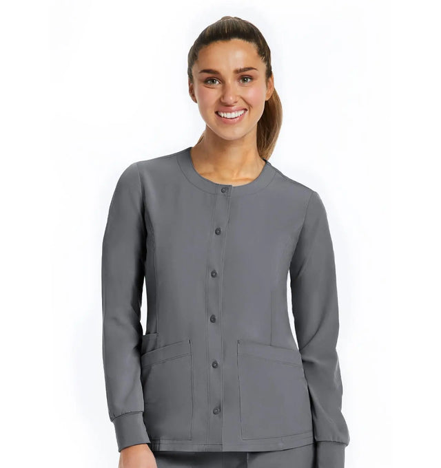 Round Neck Snap Jacket Pewter