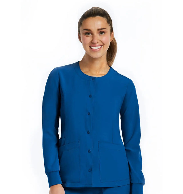 Round Neck Snap Jacket Royal Blue