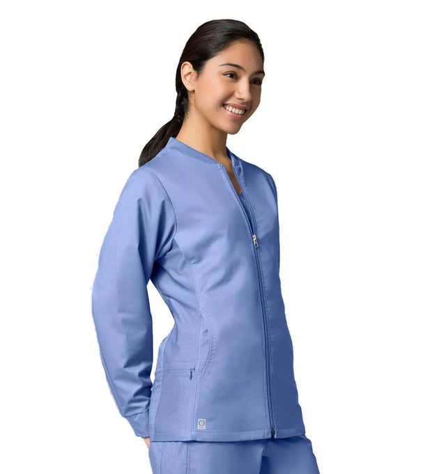 Sporty Mesh Panel Jacket Ceil Blue