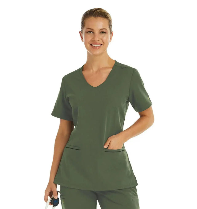 Women's Knit V-neck Top Olive