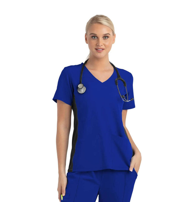 Women's Knitted Panel Mock Wrap Royal Blue