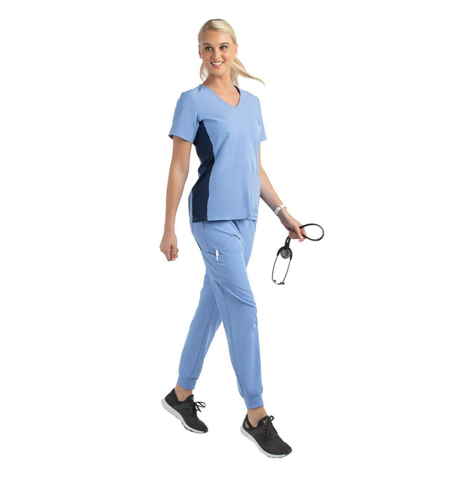 Women's Knitted Panel Mock Wrap Ceil Blue Full