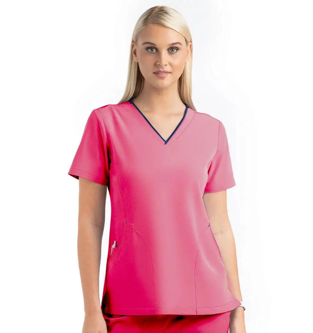 Women's Knitted Panel Mock Wrap Top Watermelon