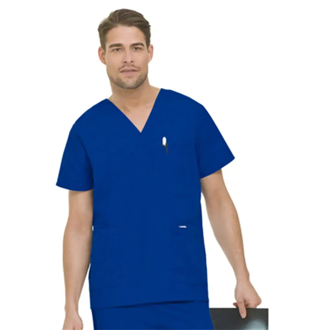 Landau Men's 5-Pocket Scrub Top Royal Blue