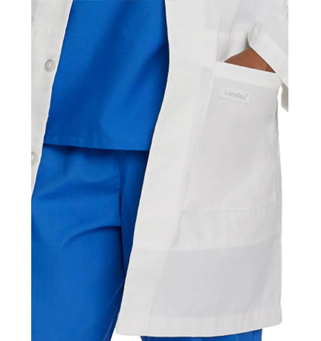 Landau Men's 5-Pocket Mid-Length Notebook Lab Coat 3174 -White-Pocketview