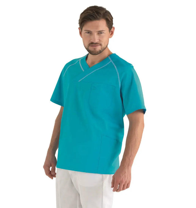 Kentaur Unisex Smock V-Neck Top - Turquoise