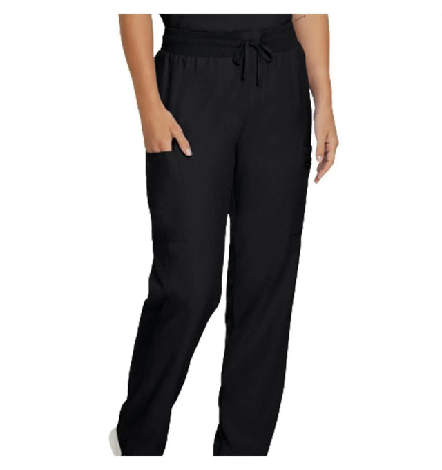 Landau Forward Women's Straight-Leg Cargo Scrub Pants LB400P -Black-Frontview