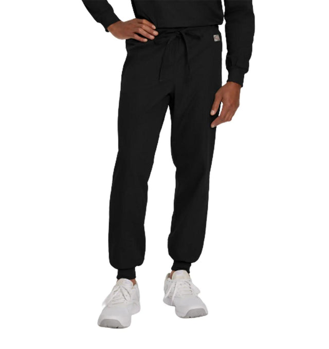 Landau Scrub Zone Unisex Banded-Bottom Jogger Scrub Pants LB404 -Black-Frontview