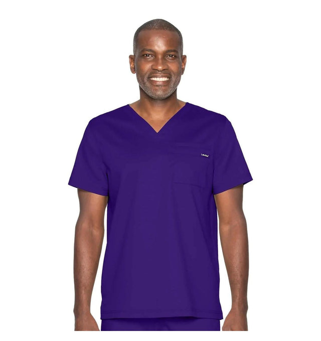 Landau ProFlex Men's 2-Pocket V-Neck Scrub Top 4259 -Grape-Frontview
