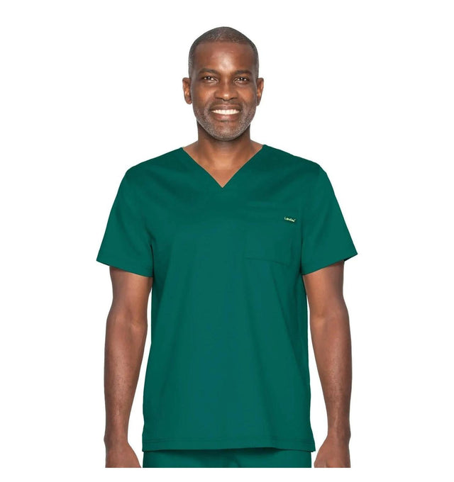 Landau ProFlex Men's 2-Pocket V-Neck Scrub Top 4259 -Hunter-Frontview