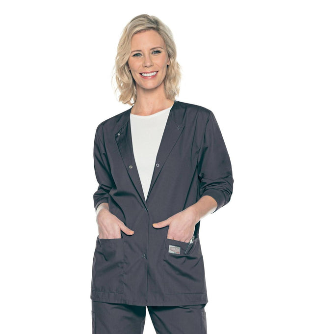 Landau ProFlex Women's Warm-Up Scrub Jacket 70227 -Graphite-frontview