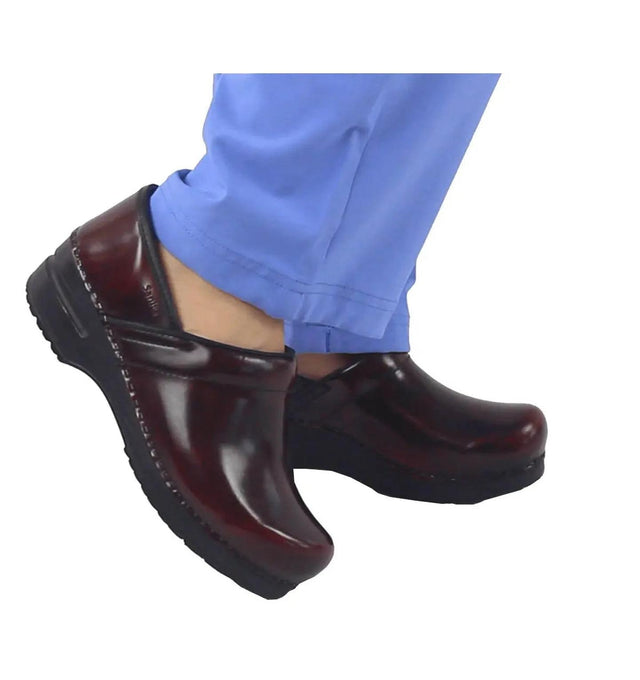 Sanita Pro. Cabrio Women's Bordeaux Medical Clog - life style view