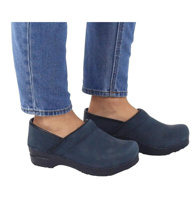 Sanita Pro. Oiled Leather Women's Men Ink Medical Clog - life style view