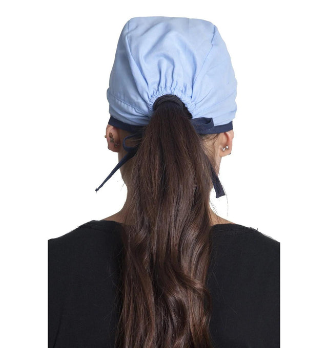 Fiumara Apparel Fitted Surgical Cap Sky Blue with Navy Ties Back
