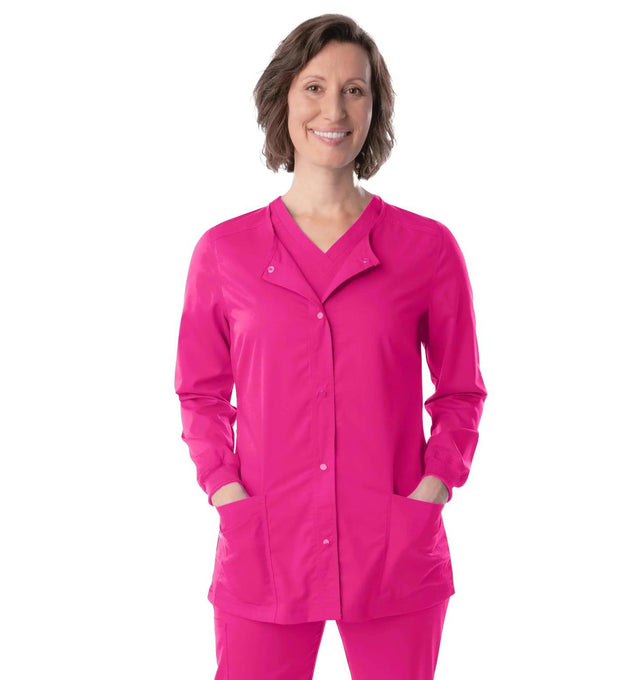 Landau ProFlex Women's Warm-Up Scrub Jacket 3038 -Primrose-frontview