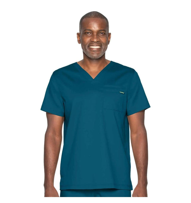 Landau ProFlex Men's 2-Pocket V-Neck Scrub Top 4259 -Caribbean-Frontview